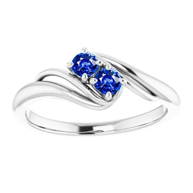 Bague saphir sertie griffes 1 carat tige de dérivation or blanc 14 carats - HarryChadEnt.FR