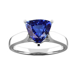Bague saphir solitaire trillion pour femme 1.50 carats bijoux en or blanc