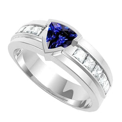 Bague saphir trillion de pierres précieuses 1.50 carats serti de diamants