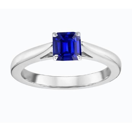 Bague solitaire avec pierres précieuses 1.50 carat tige conique saphir bleu émeraude - HarryChadEnt.FR
