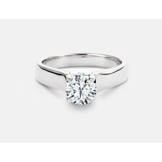 Bague solitaire en diamant rond pour femme 1 carat en or blanc 14 carats - HarryChadEnt.FR