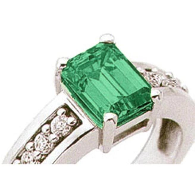 Bague solitaire en émeraude verte et diamant de 3.75 ct avec accents - HarryChadEnt.FR