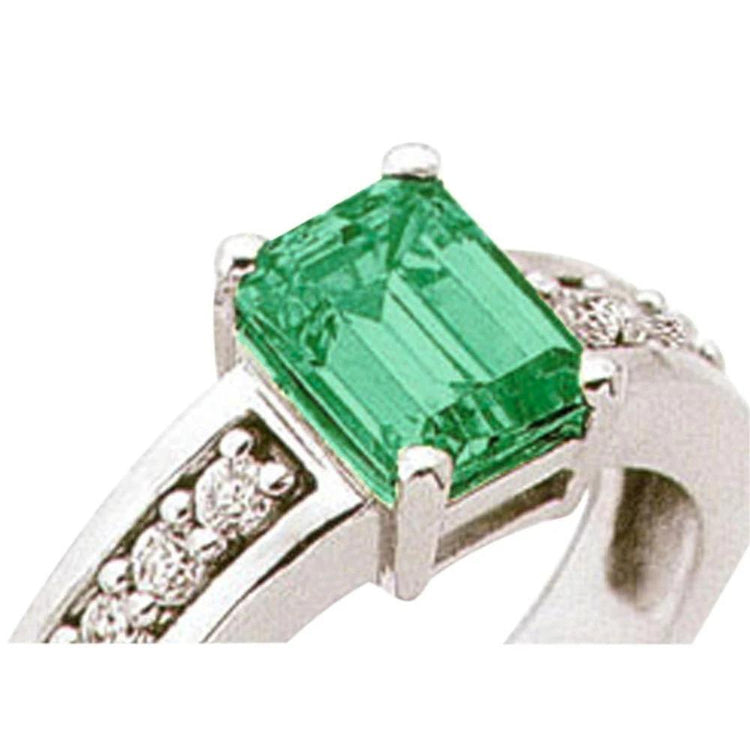 Bague solitaire en émeraude verte et diamant de 3.75 ct avec accents - HarryChadEnt.FR