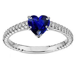 Bague solitaire en saphir de Ceylan et serti pavé. accents de diamants 2.50 carats