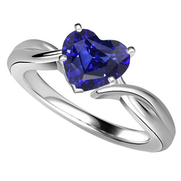 Bague torsadée avec saphir bleu de Ceylan solitaire en or 2.50 carats - HarryChadEnt.FR