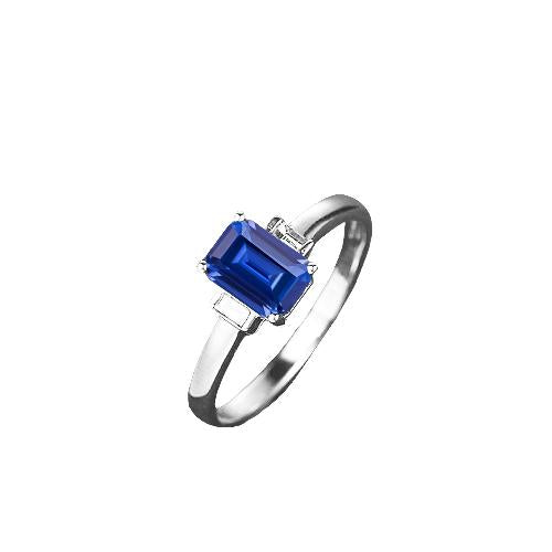 Bague trois pierres diamant saphir émeraude Ceylan 2 carats - HarryChadEnt.FR