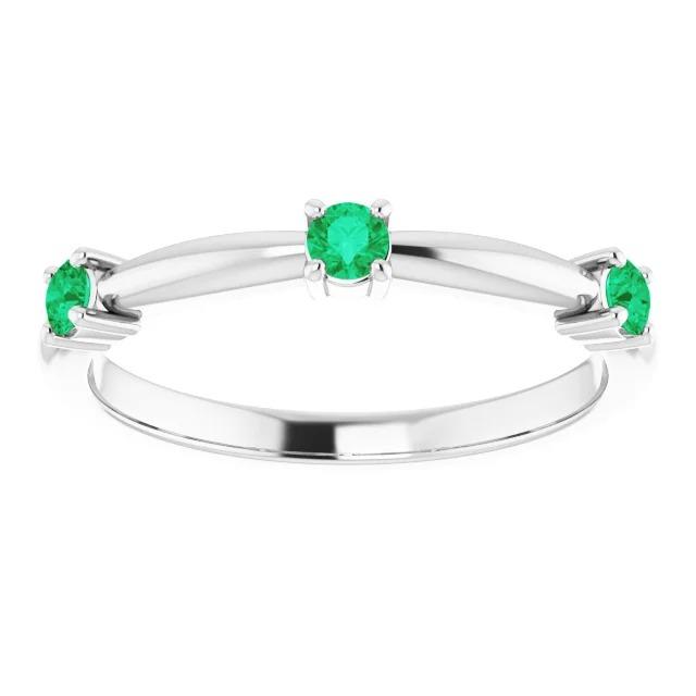 Bague trois pierres vert émeraude colombienne 0.90 carats - HarryChadEnt.FR