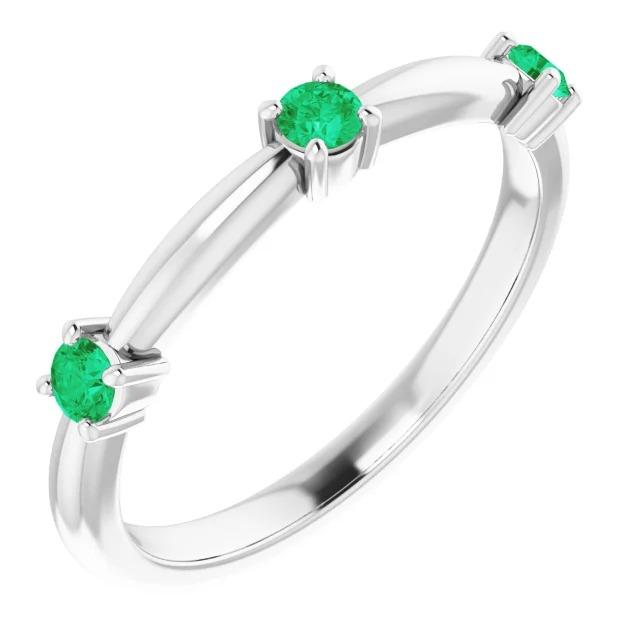 Bague trois pierres vert émeraude colombienne 0.90 carats - HarryChadEnt.FR