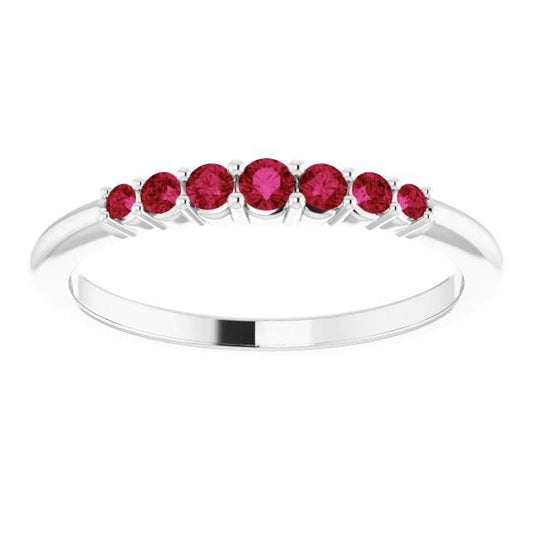 Bande d'anniversaire rubis birmans 1 carat 14K bijoux en or blanc - HarryChadEnt.FR