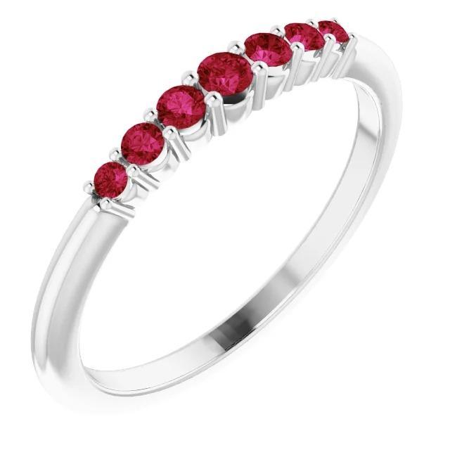Bande d'anniversaire rubis birmans 1 carat 14K bijoux en or blanc - HarryChadEnt.FR