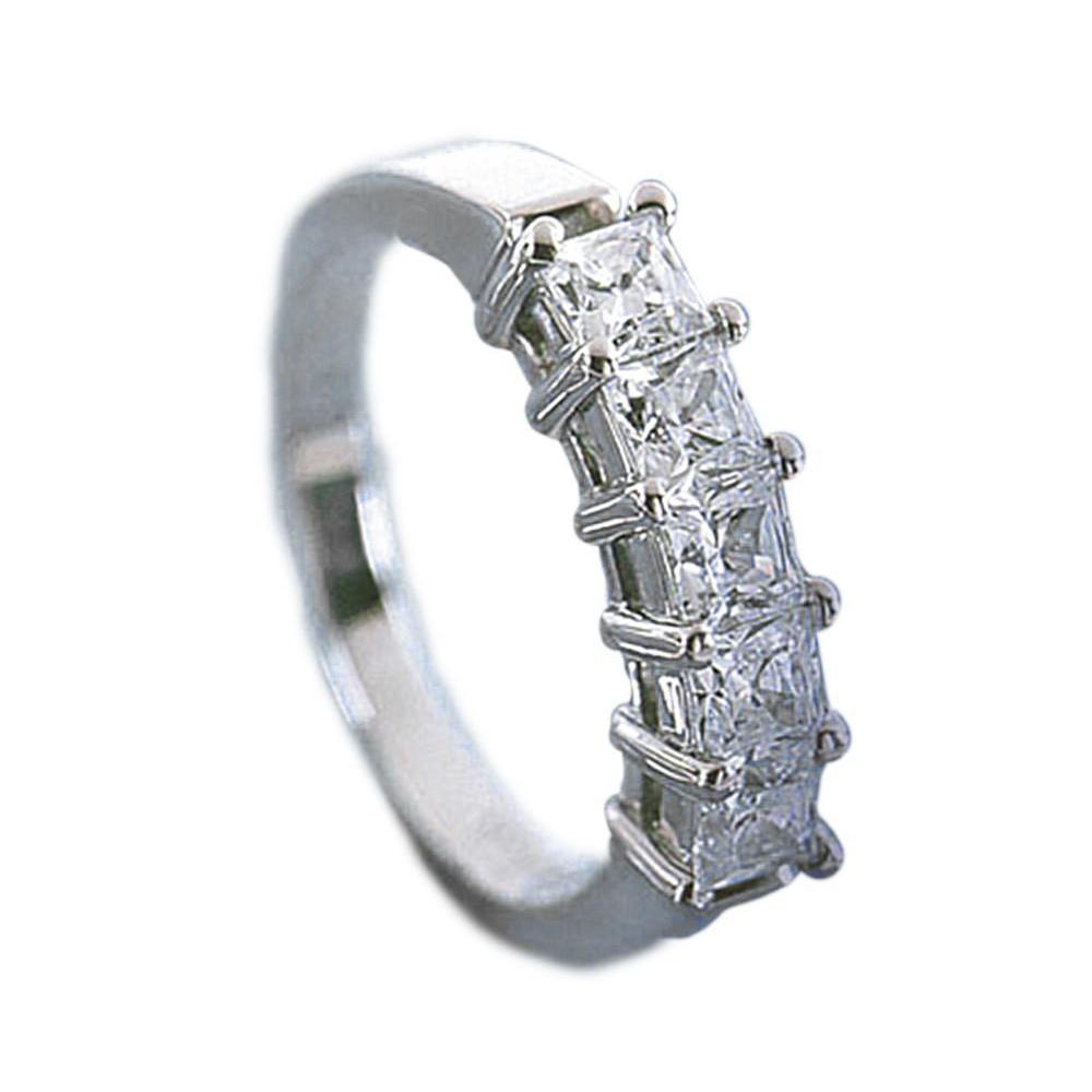 Bande d'éternité demi-éternité pour femme avec diamants taille princesse 2.50 carats en or blanc - HarryChadEnt.FR