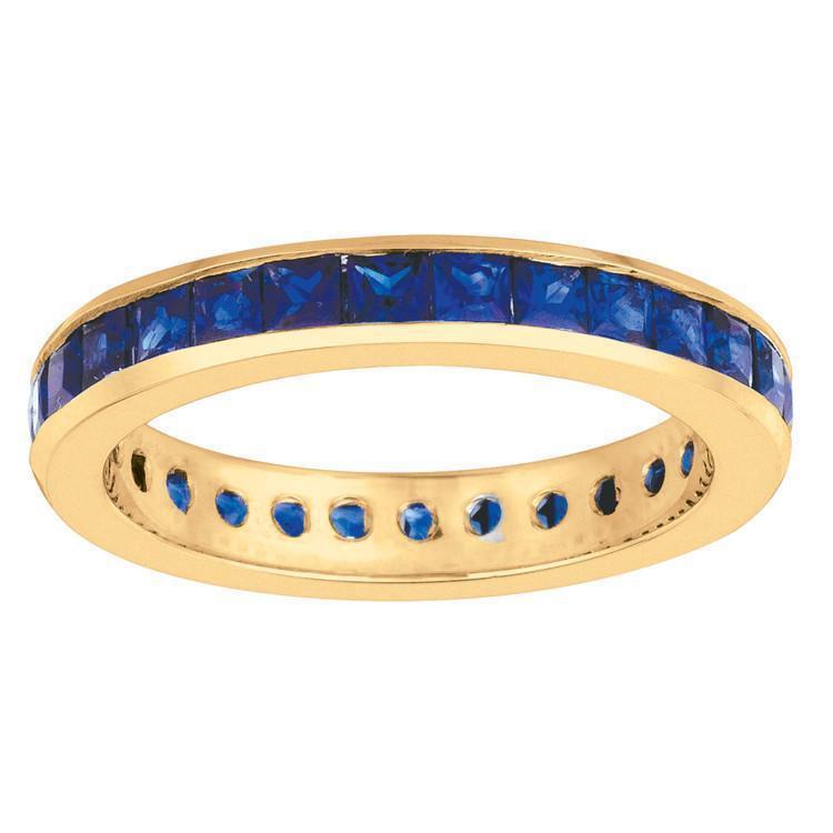 Bande d'éternité saphir bleu princesse de 2.80 carats en or massif 14 carats - HarryChadEnt.FR