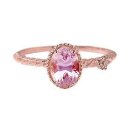 Belle bague de mariage ovale rose kunzite et diamants en or rose 13.15 ct