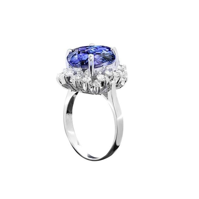 Belle bague en diamants ronds en tanzanite de 4 carats - HarryChadEnt.FR