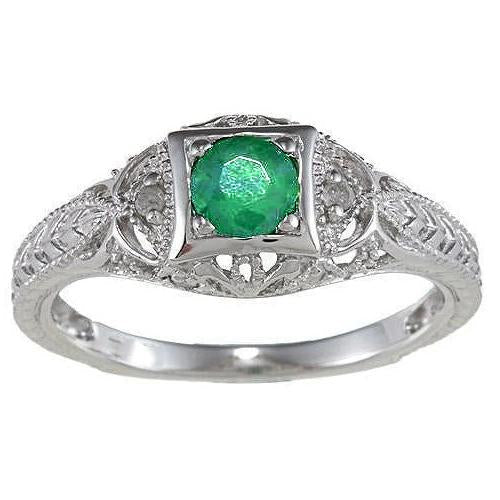 Bijoux Art Nouveau Nouvelle bague en diamant vert émeraude taille ronde