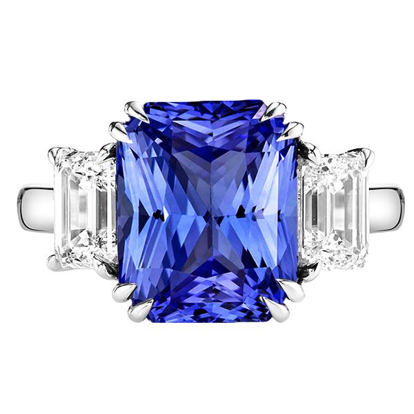 Bijoux Diamant Emeraude Bague 3 Pierres Saphir Radiant 5 Carats - HarryChadEnt.FR