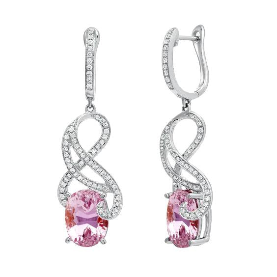 Bijoux Femme Boucle D'Oreille Dos Diamant Kunzite Rose 21 Carats - HarryChadEnt.FR