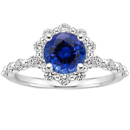 Bijoux Femme Diamant Style Fleur Halo Ceylan Saphir 3 Carats Nouveau - HarryChadEnt.FR