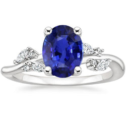 Bijoux Pierres Précieuses Bague Saphir Bleu & Diamants 4.50 Carats