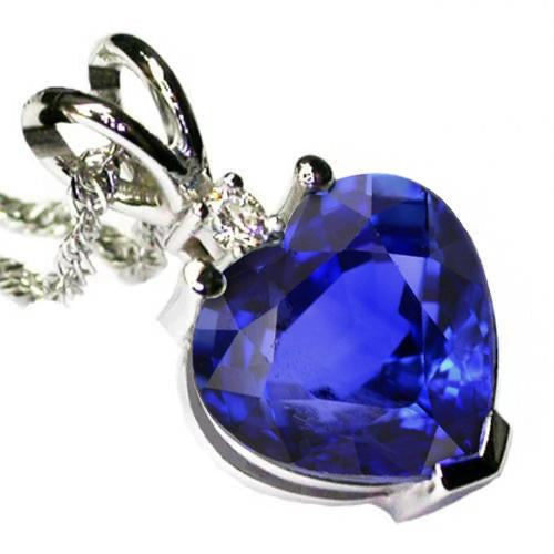 Bijoux Sri Lanka Saphir & Pendentif Diamant Or Blanc 14K 3.25 Ct - HarryChadEnt.FR