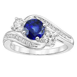 Bijoux de mariage en diamant Bague en saphir de Ceylan rond de 2 carats