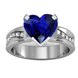Bijoux en diamant Bague en saphir de Ceylan en forme de coeur 4 carats tige épaisse