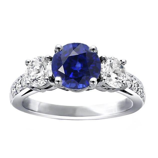 Bijoux en diamant Bague ronde en saphir Srilanka 3 style pierre 3 carats - HarryChadEnt.FR