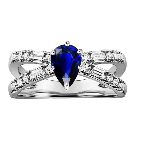 Bijoux en diamant Bague saphir de Ceylan 2,50 carats tige fendue - HarryChadEnt.FR