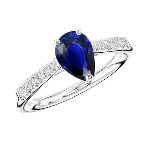 Bijoux en diamant pour femme Bague saphir bleu en forme de poire 3 carats - HarryChadEnt.FR