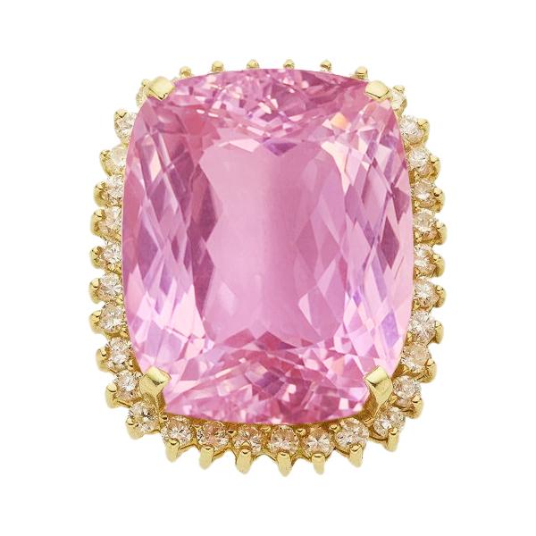Bijoux en or jaune 14K Kunzite rose 44.35 ct avec diamants et pierres précieuses - HarryChadEnt.FR