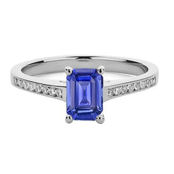 Bijoux en pierres précieuses Bague en saphir de Ceylan sertie de diamants 2 carats
