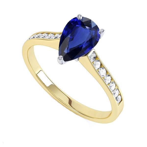 Bijoux en pierres précieuses Bague en saphir de Ceylan sertie de diamants 4 carats - HarryChadEnt.FR