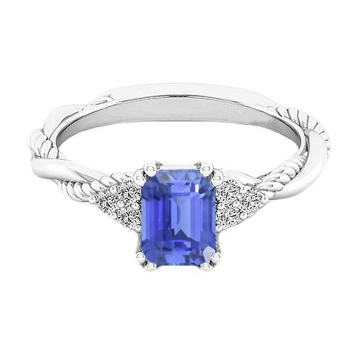 Bijoux en pierres précieuses Bague en saphir émeraude Style corde torsadée 2 carats - HarryChadEnt.FR