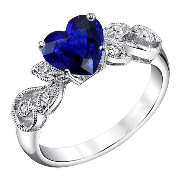 Bijoux en pierres précieuses Bague en saphir et diamants de style vintage 2.25 carats - HarryChadEnt.FR