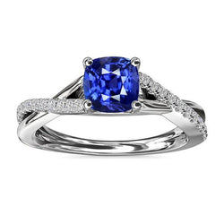 Bijoux en pierres précieuses Coussin Bague Saphir Tige torsadée 2.50 Carats