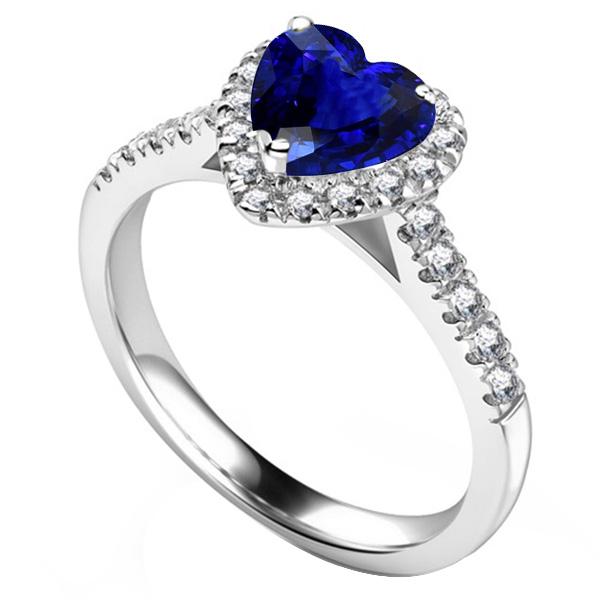 Bijoux en pierres précieuses pour femmes Bague Ceylan Saphir Halo Diamant 3.50 Carats - HarryChadEnt.FR