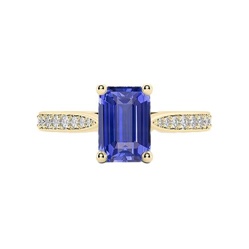 Bijoux en pierres précieuses pour femmes Bague en saphir bleu avec diamants accentués 3 carats - HarryChadEnt.FR