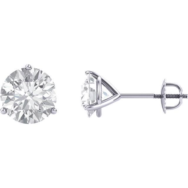 Boucle D'Oreille Clous Diamant Rond Sertissage Griffe Or Blanc 14K 2 Carats - HarryChadEnt.FR