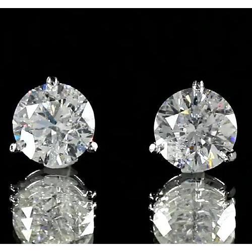 Boucle D'Oreille Diamant Rond 2 Carats Or Blanc 14K Bijoux - HarryChadEnt.FR
