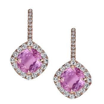 Boucle D'Oreille Femme Pierre Gemme Rose Kunzite Et Diamant 21.50 Carats - HarryChadEnt.FR