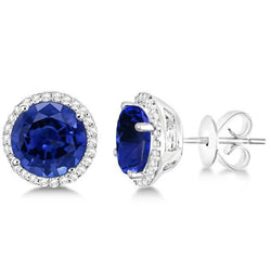 Boucle D'Oreille Femme Sri Lanka Saphir Bleu Et Diamants 5.52 Ct