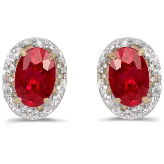 Boucle D'Oreille Halo Rubis Rouge Et Diamants Bijoux En Or 4.40 Carats - HarryChadEnt.FR