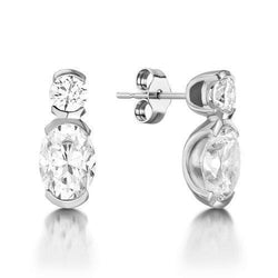 Boucle D'Oreille Pendante Diamant Ovale Et Ronde 2.50 Carats Bijoux Femme