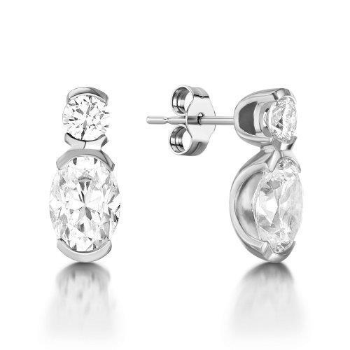 Boucle D'Oreille Pendante Diamant Ovale Et Ronde 2.50 Carats Bijoux Femme - HarryChadEnt.FR