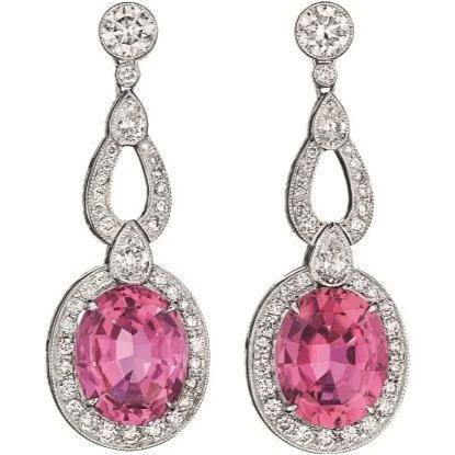 Boucle D'Oreille Pendante Tourmaline Et Diamant Or Blanc Massif 14K 18 Ct - HarryChadEnt.FR