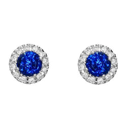 Boucle D'Oreille Ronde Saphir De Ceylan Et Diamants De 2.30 Carats