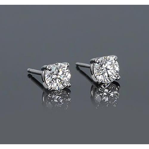 Boucle d'oreille en diamant rond à quatre griffes de 1.20 carat en or blanc 14K F Vs1 - HarryChadEnt.FR