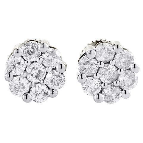 Boucle d'oreille Halo en diamant rond pour femme Bijoux en or blanc 3.5 carats - HarryChadEnt.FR