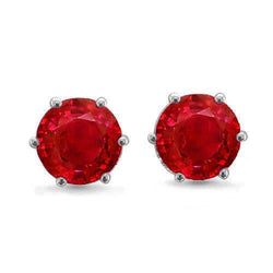 Boucle d'oreille Solitaire Ruby Stud Lady Or Blanc 14K Joaillerie 6 Carats