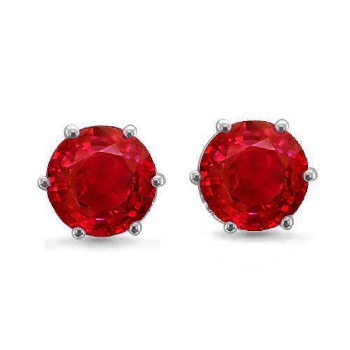 Boucle d'oreille Solitaire Ruby Stud Lady Or Blanc 14K Joaillerie 6 Carats - HarryChadEnt.FR